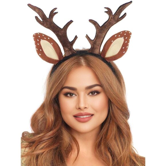Fawn Deer Reindeer Ear Antler Headband Costume Roleplay Holiday Accessory - Picture 2 of 5